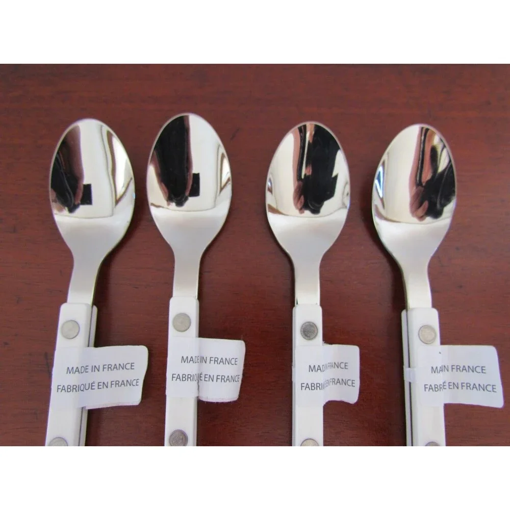 NEW Sabre France Bistrot Solid Teaspon Set of 4 White Handle Anthropologie